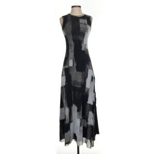 FUZZI mesh graphic print dress - black/grey - XS